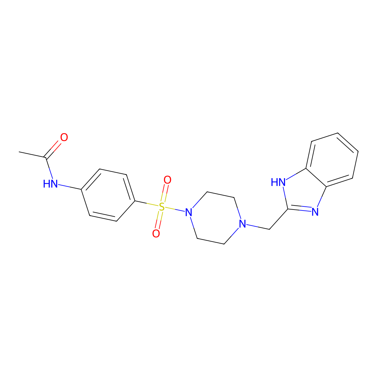 N-(4-((4-((1H-benzo[d]imidazol-2-yl)methyl)piperazin-1-yl)sulfonyl)phenyl)acetamide molecular structure, CAS 1170372-56-1