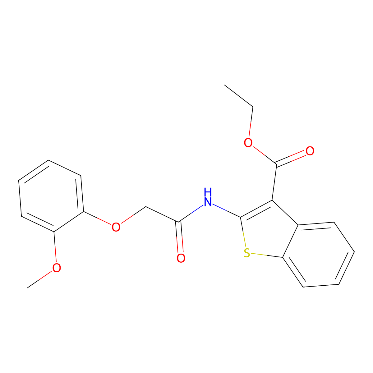 Ethyl 2-(2-(2-methoxyphenoxy)acetamido)benzo[b]thiophene-3-carboxylate molecular structure, CAS 1170373-73-5
