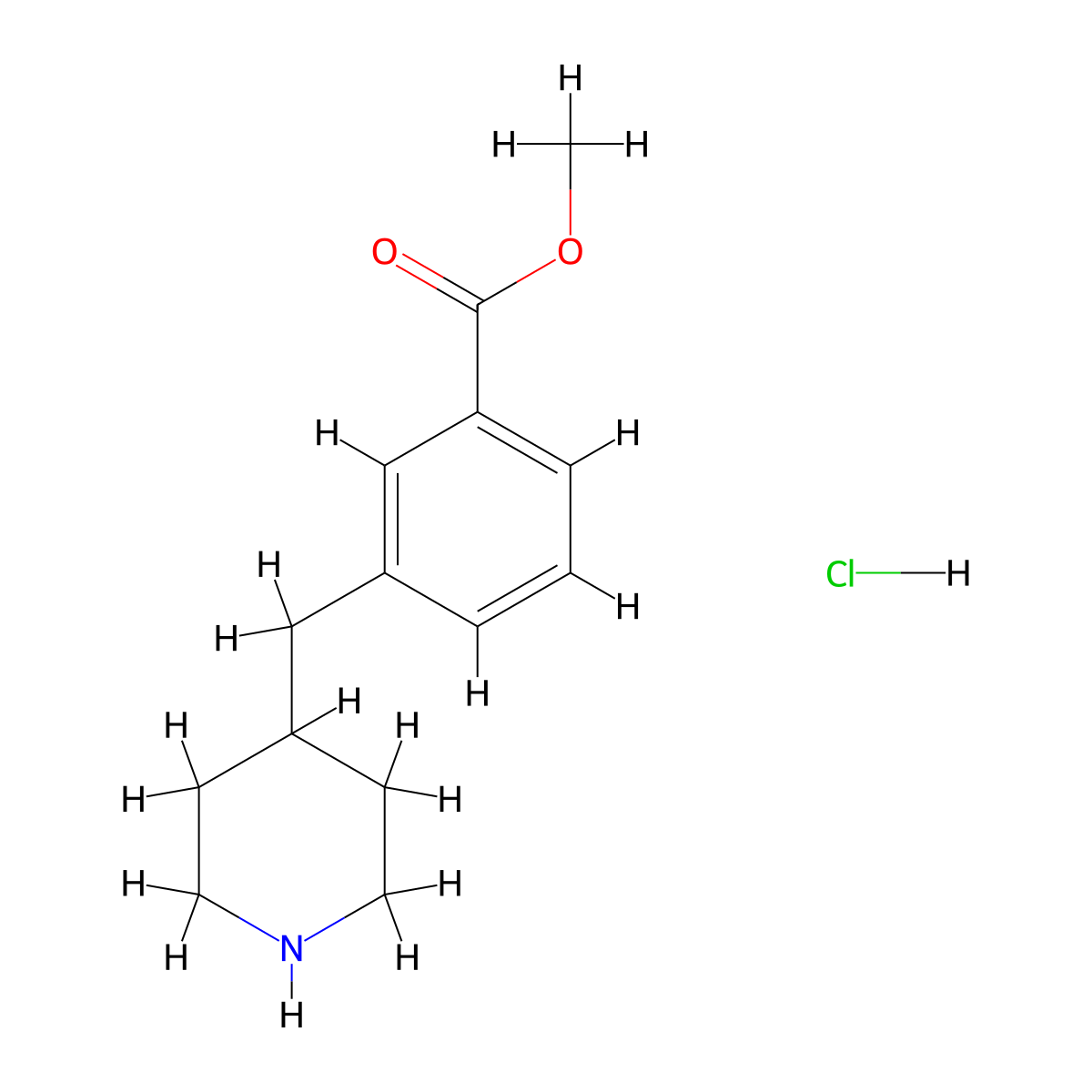Methyl 3-(piperidin-4-ylmethyl)benzoate hydrochloride molecular structure, CAS 1170373-83-7