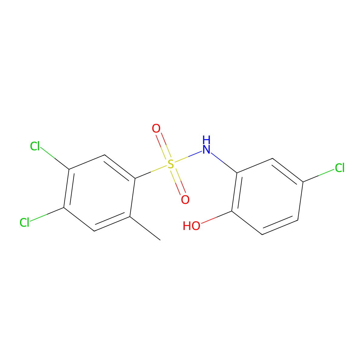 4,5-dichloro-N-(5-chloro-2-hydroxyphenyl)-2-methylbenzene-1-sulfonamide molecular structure, CAS 1170376-29-0