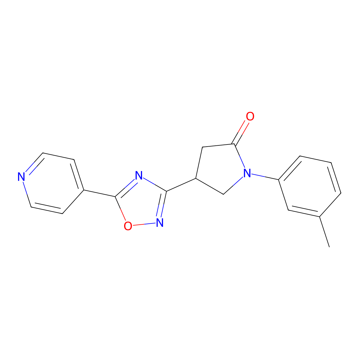 1-(3-Methylphenyl)-4-(5-pyridin-4-yl-1,2,4-oxadiazol-3-yl)pyrrolidin-2-one molecular structure, CAS 1170377-03-3
