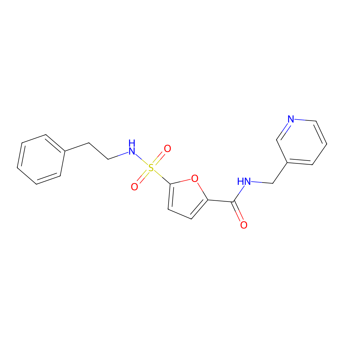 5-(N-phenethylsulfamoyl)-N-(pyridin-3-ylmethyl)furan-2-carboxamide molecular structure, CAS 1170380-41-2