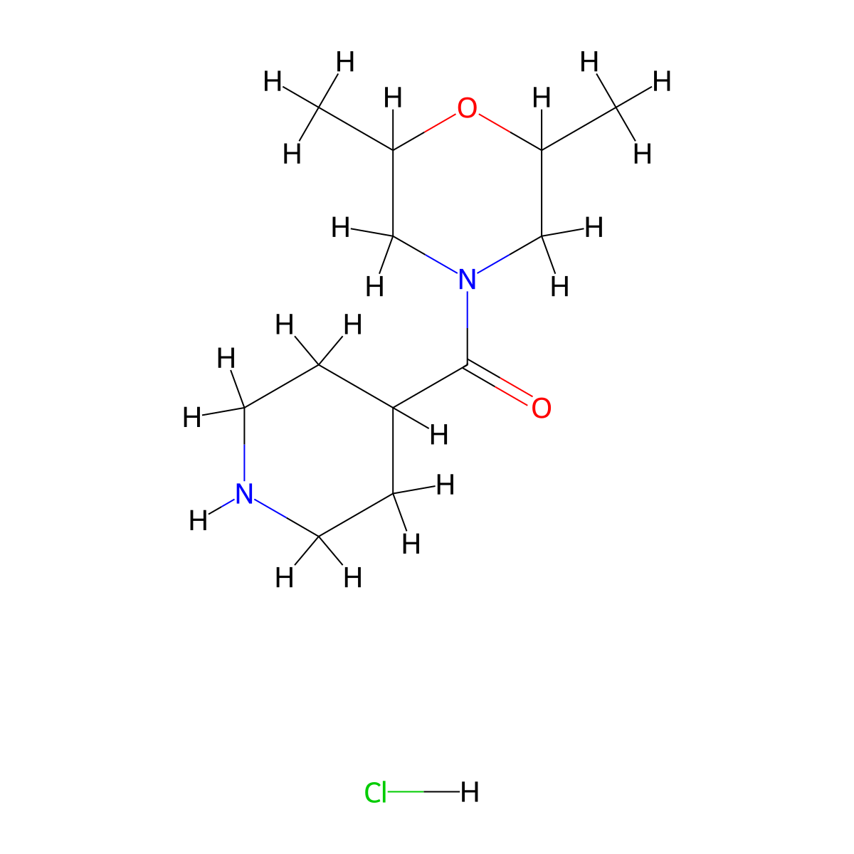 2,6-Dimethyl-4-(piperidine-4-carbonyl)morpholine hydrochloride molecular structure, CAS 1170380-46-7