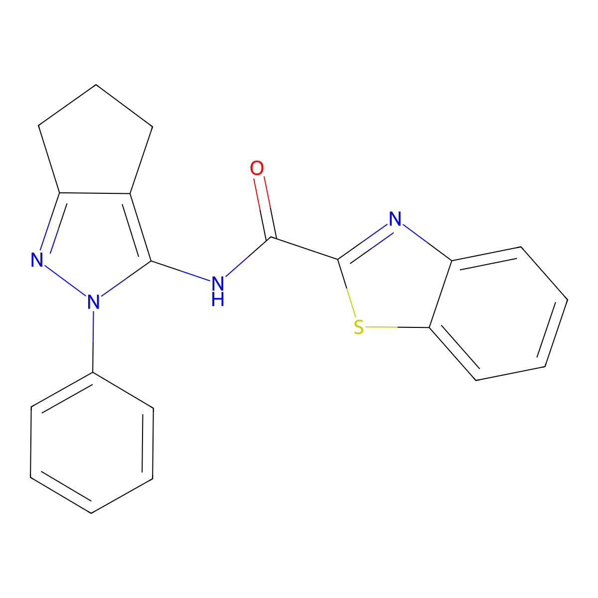 N-(2-phenyl-2,4,5,6-tetrahydrocyclopenta[c]pyrazol-3-yl)benzo[d]thiazole-2-carboxamide molecular structure, CAS 1170383-55-7