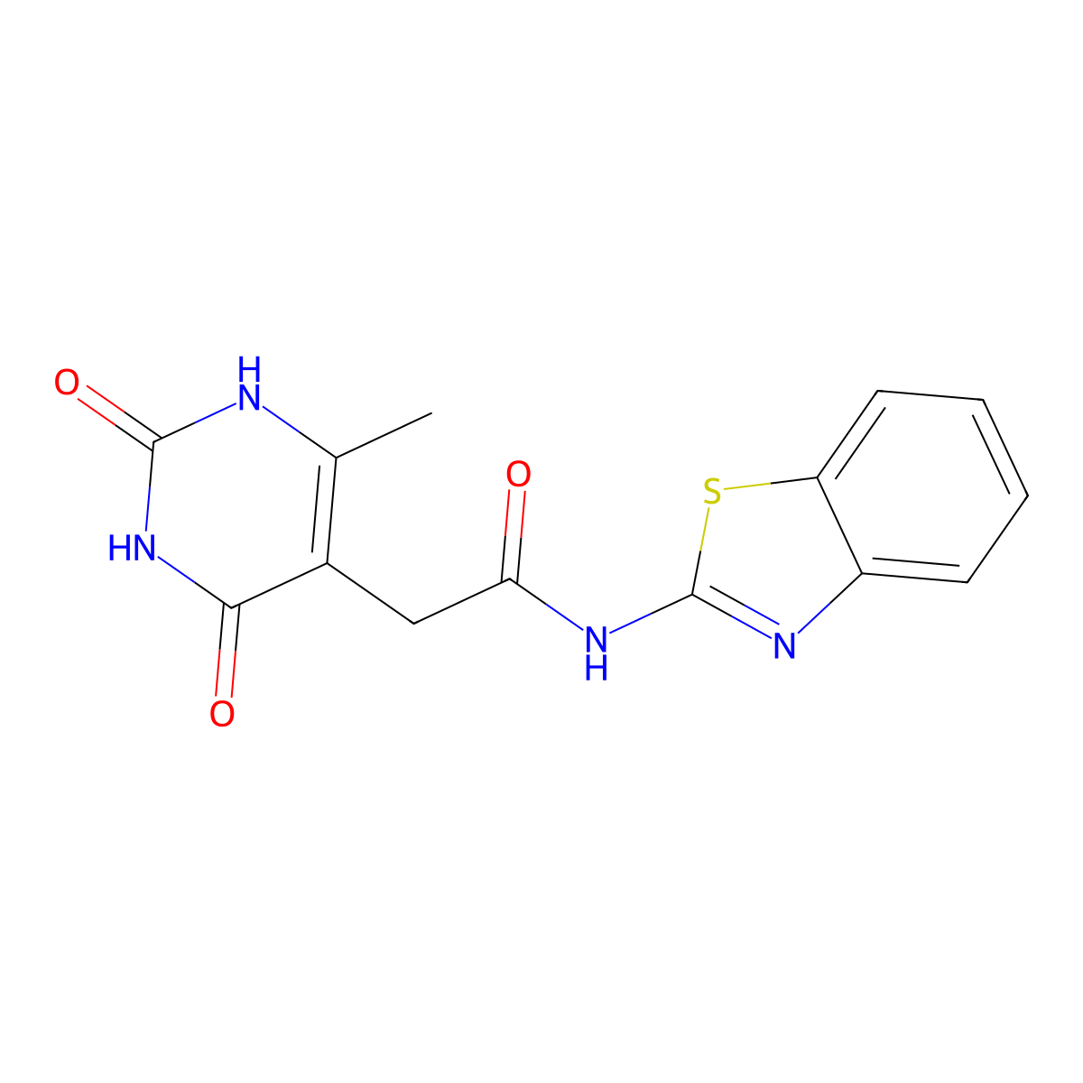 N-(benzo[d]thiazol-2-yl)-2-(6-methyl-2,4-dioxo-1,2,3,4-tetrahydropyrimidin-5-yl)acetamide molecular structure, CAS 1170383-62-6