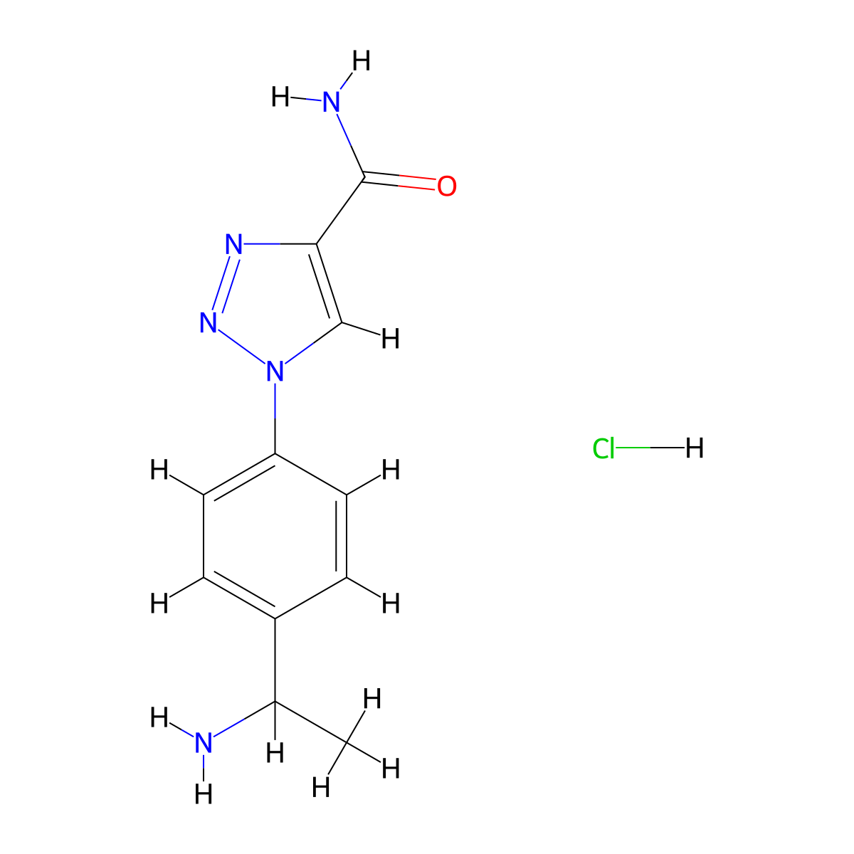 1-[4-(1-aminoethyl)phenyl]-1H-1,2,3-triazole-4-carboxamide hydrochloride molecular structure, CAS 1170384-79-8