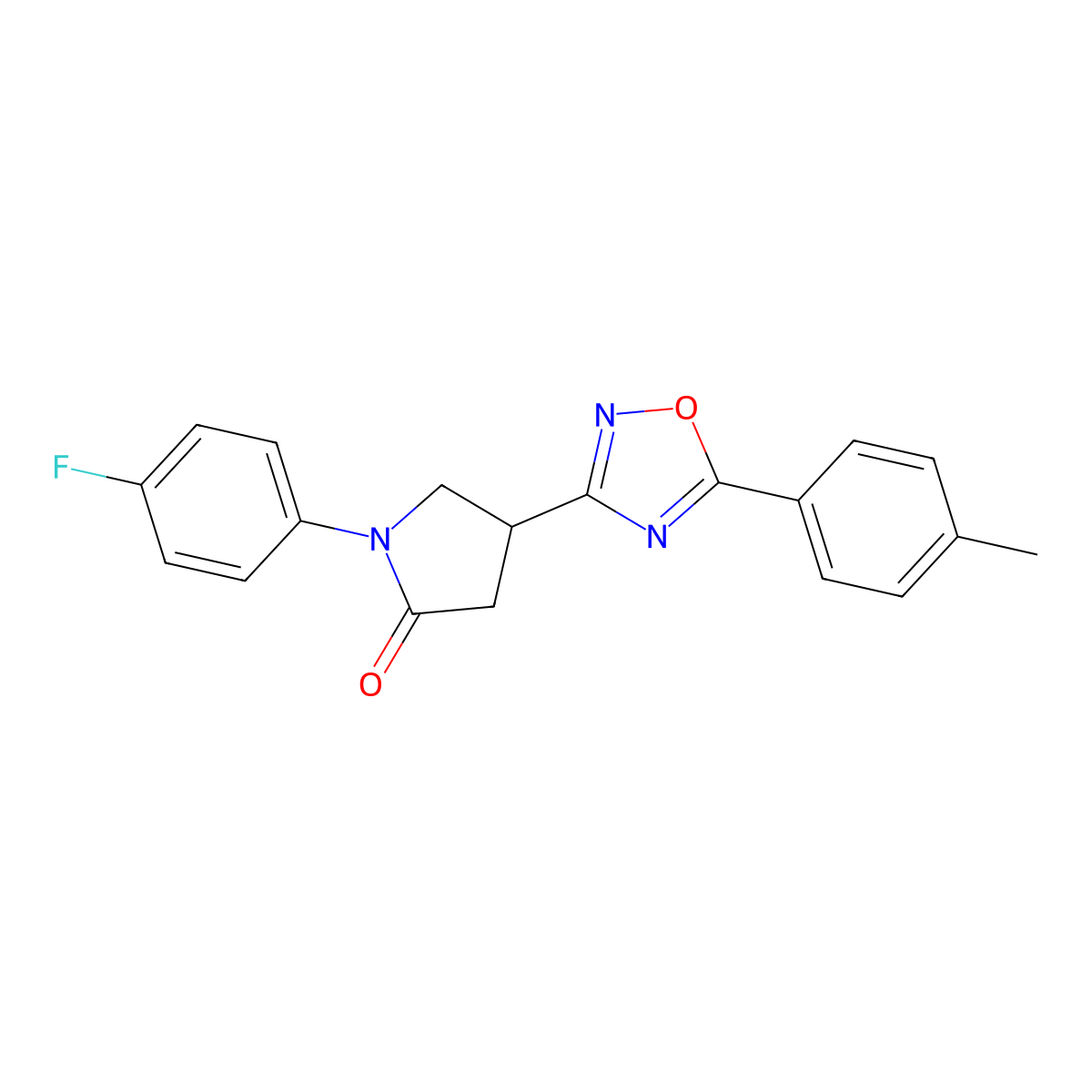 1-(4-Fluorophenyl)-4-[5-(4-methylphenyl)-1,2,4-oxadiazol-3-yl]pyrrolidin-2-one molecular structure, CAS 1170385-04-2