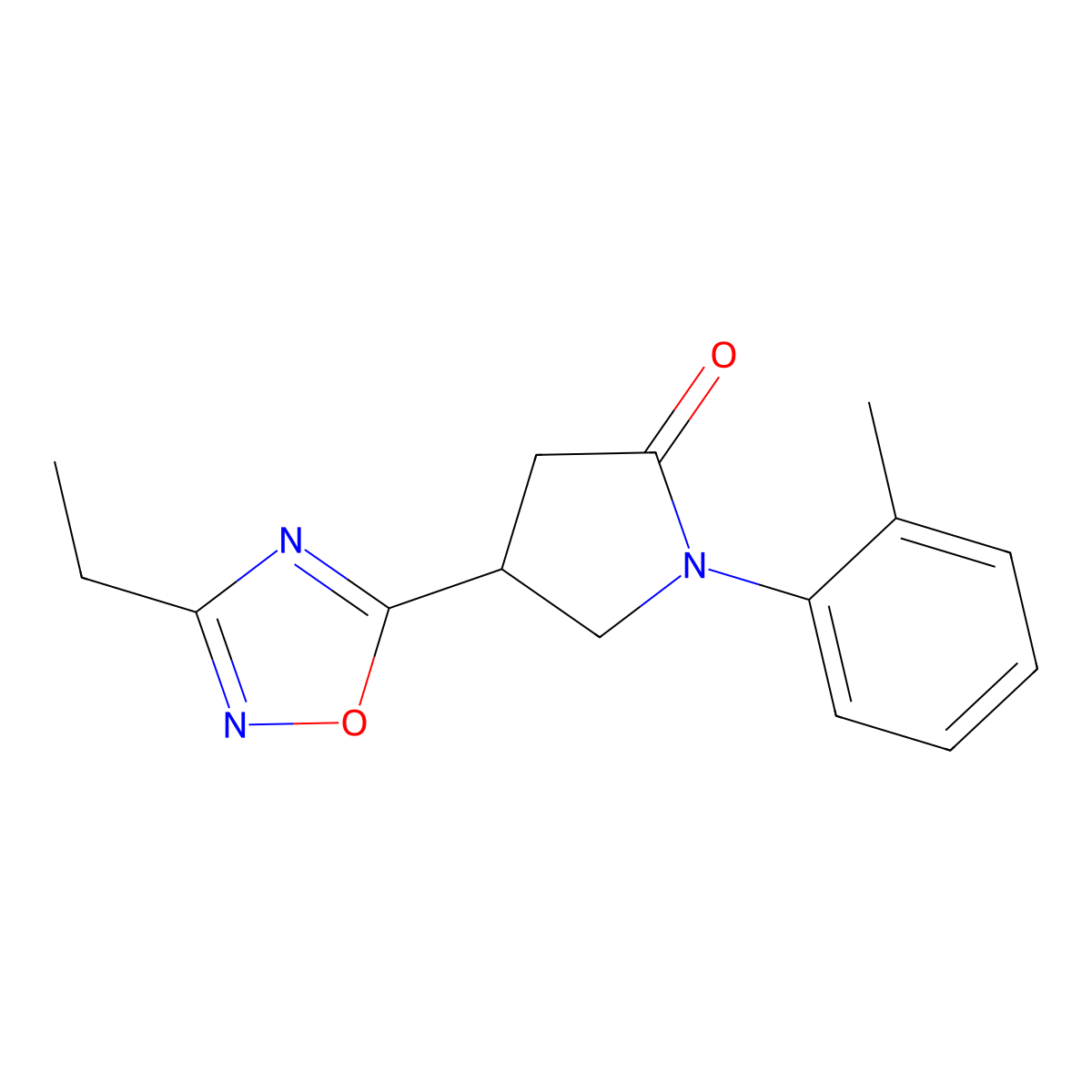 4-(3-Ethyl-1,2,4-oxadiazol-5-yl)-1-(2-methylphenyl)pyrrolidin-2-one molecular structure, CAS 1170389-25-9