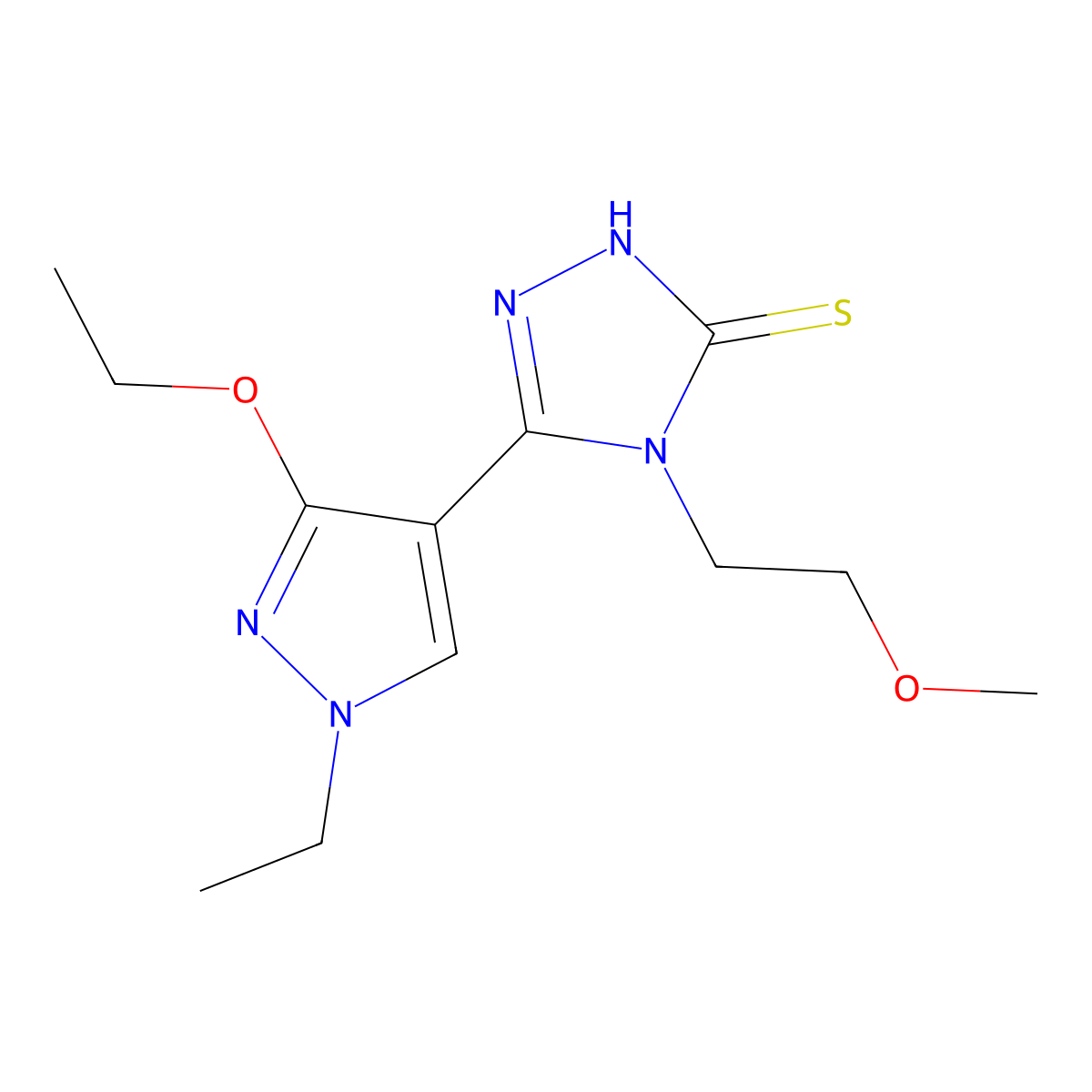 5-(3-ethoxy-1-ethyl-1H-pyrazol-4-yl)-4-(2-methoxyethyl)-4H-1,2,4-triazole-3-thiol molecular structure, CAS 1170389-76-0