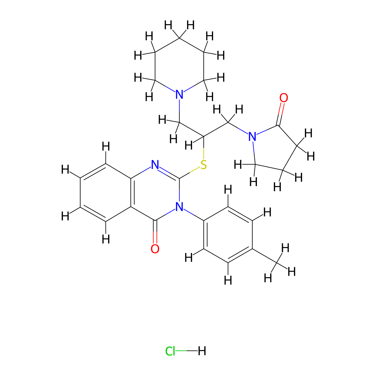 4(3H)-Quinazolinone, 3-(4-methylphenyl)-2-((1-((2-oxo-1-pyrrolidinyl)methyl)-2-(1-piperidinyl)ethyl)thio)-, monohydrochloride molecular structure, CAS 117039-00-6