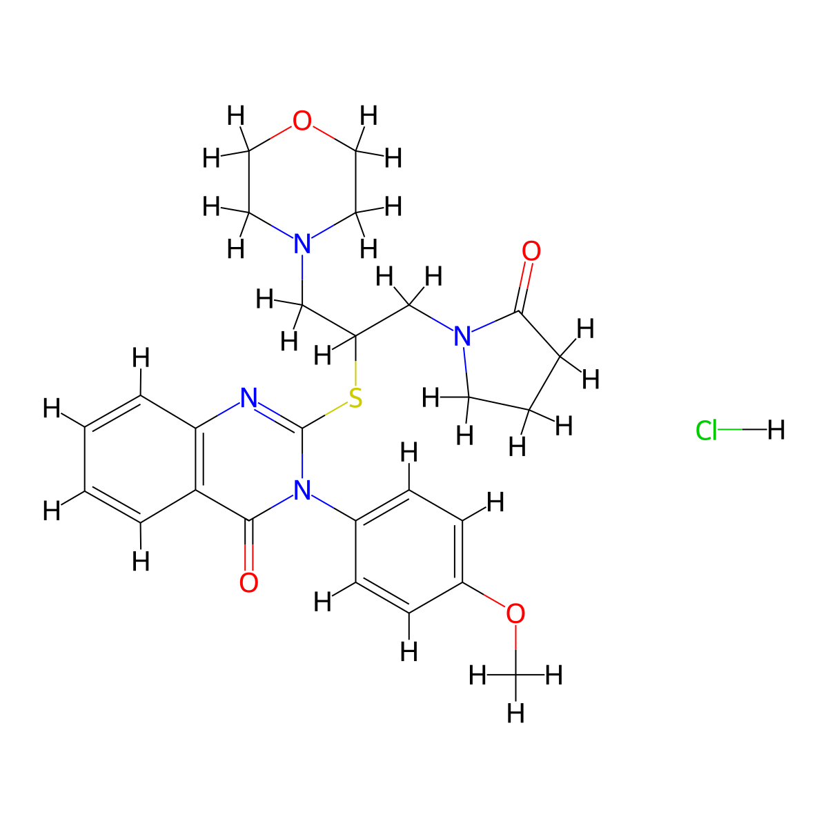 4(3H)-Quinazolinone, 3-(4-methoxyphenyl)-2-((1-(4-morpholinylmethyl)-2-(2-oxo-1-pyrrolidinyl)ethyl)thio)-, monohydrochloride molecular structure, CAS 117039-04-0