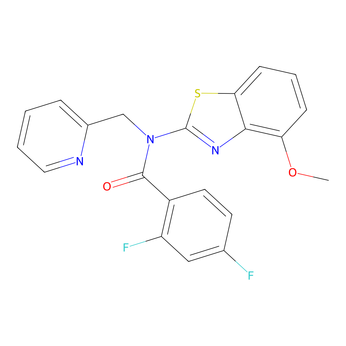2,4-difluoro-N-(4-methoxy-1,3-benzothiazol-2-yl)-N-[(pyridin-2-yl)methyl]benzamide molecular structure, CAS 1170390-50-7