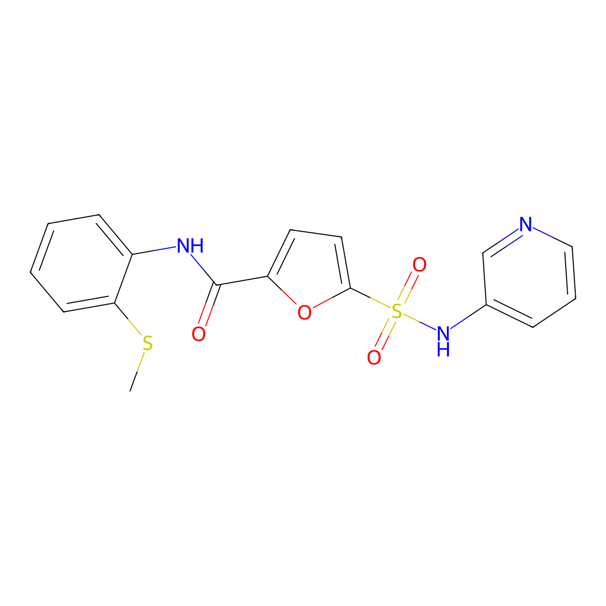 N-(2-(methylthio)phenyl)-5-(N-(pyridin-3-yl)sulfamoyl)furan-2-carboxamide molecular structure, CAS 1170390-84-7