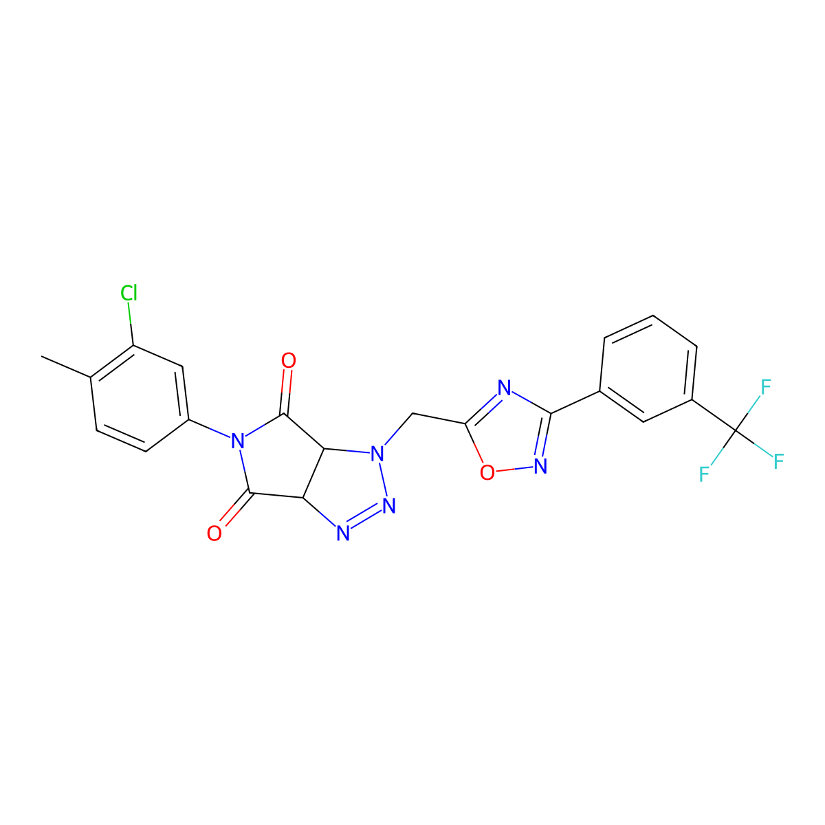 5-(3-chloro-4-methylphenyl)-1-((3-(3-(trifluoromethyl)phenyl)-1,2,4-oxadiazol-5-yl)methyl)-1,6a-dihydropyrrolo[3,4-d][1,2,3]triazole-4,6(3aH,5H)-dione molecular structure, CAS 1170392-89-8