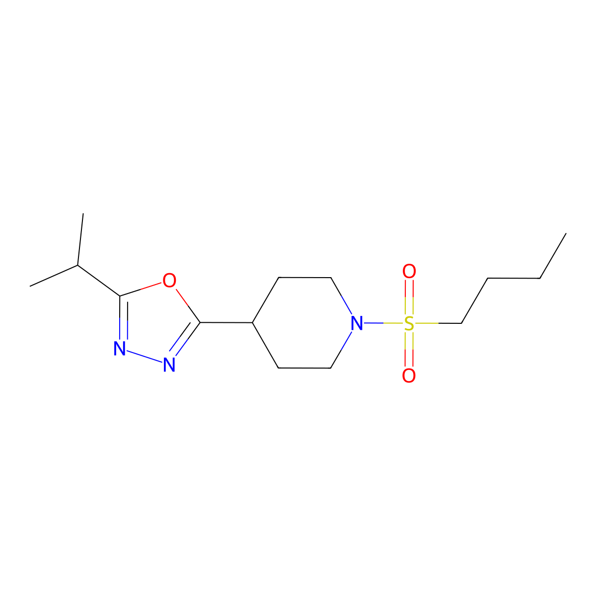 2-(1-(Butylsulfonyl)piperidin-4-yl)-5-isopropyl-1,3,4-oxadiazole molecular structure, CAS 1170393-64-2
