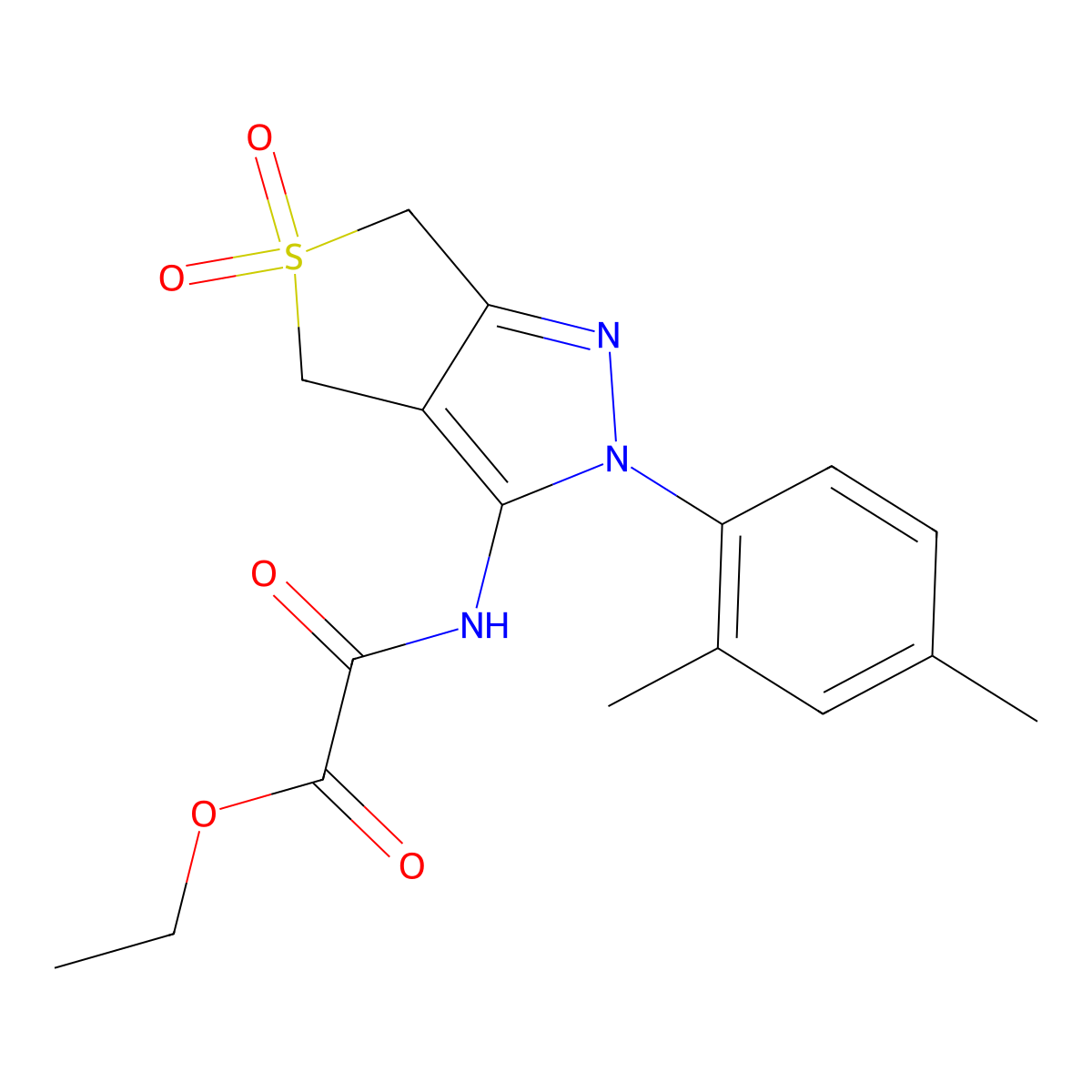 ethyl 2-((2-(2,4-dimethylphenyl)-5,5-dioxido-4,6-dihydro-2H-thieno[3,4-c]pyrazol-3-yl)amino)-2-oxoacetate molecular structure, CAS 1170395-15-9