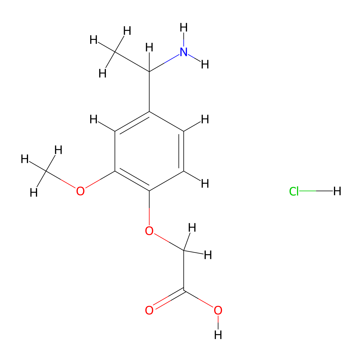 2-(4-(1-Aminoethyl)-2-methoxyphenoxy)acetic acid hydrochloride molecular structure, CAS 1170395-91-1
