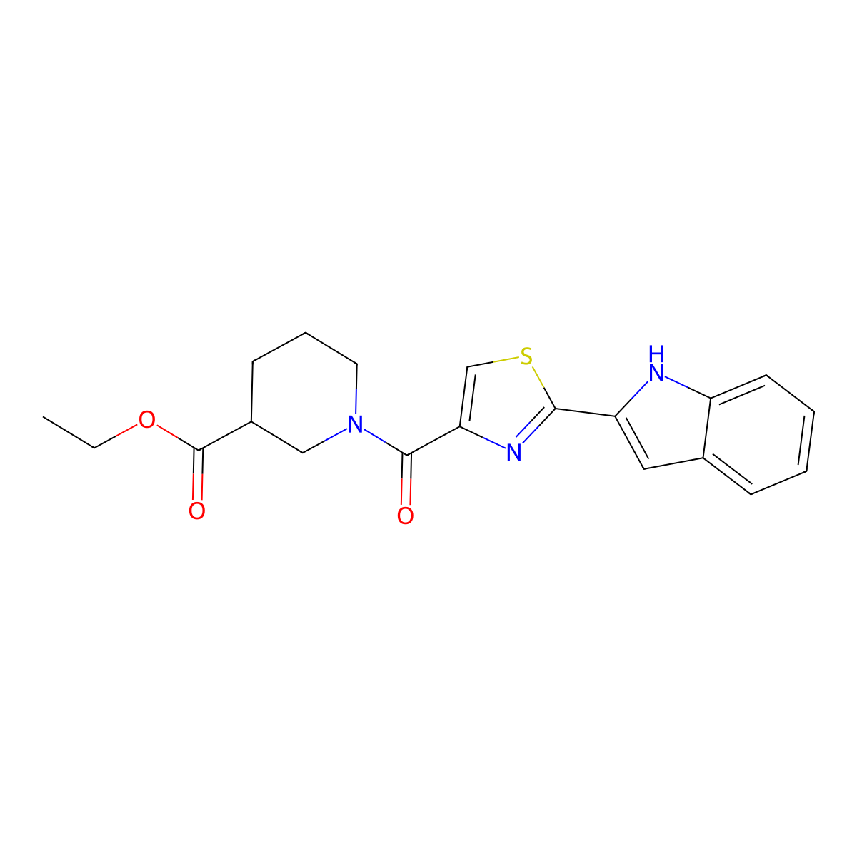 ethyl 1-(2-(1H-indol-2-yl)thiazole-4-carbonyl)piperidine-3-carboxylate molecular structure, CAS 1170395-95-5