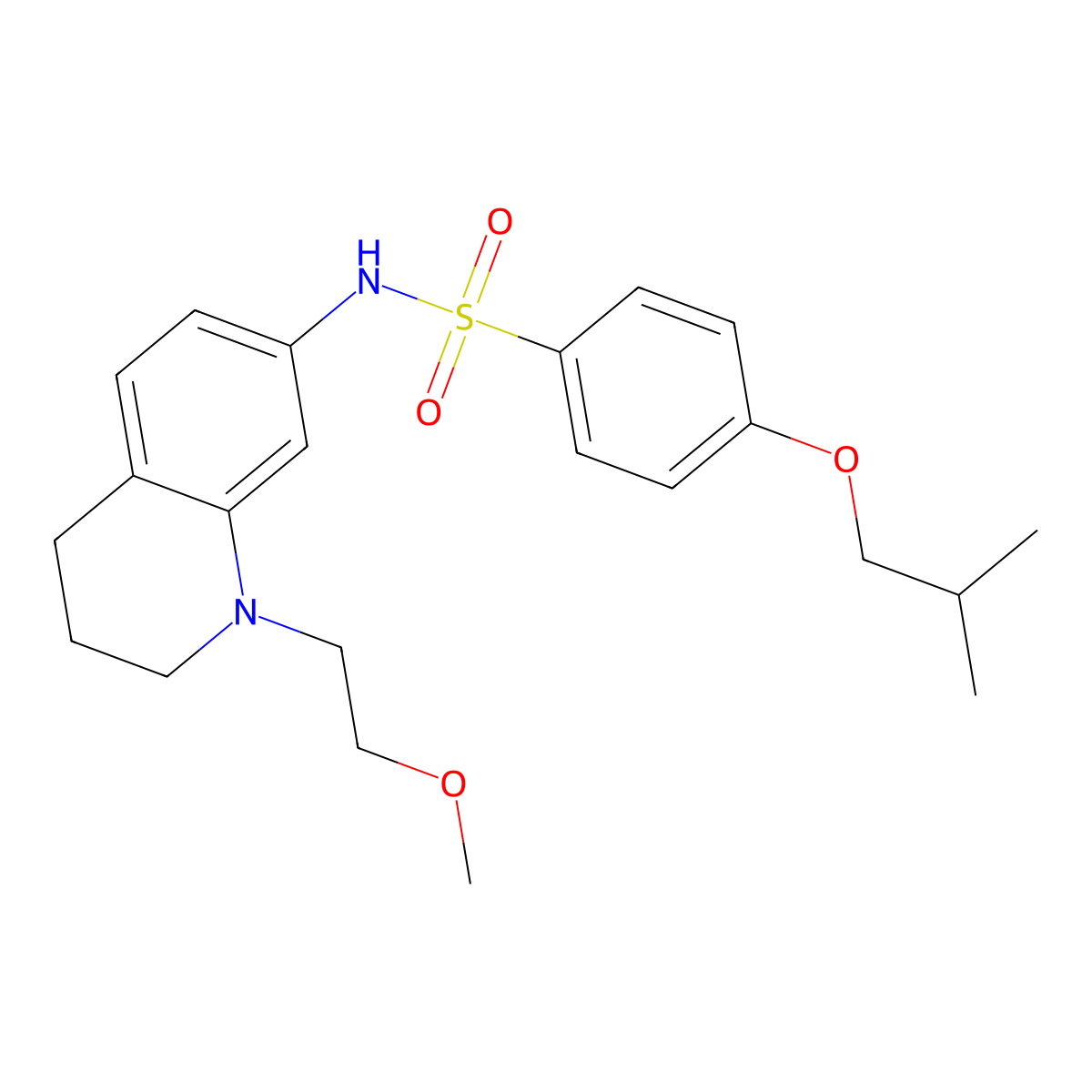 4-isobutoxy-N-(1-(2-methoxyethyl)-1,2,3,4-tetrahydroquinolin-7-yl)benzenesulfonamide molecular structure, CAS 1170396-24-3