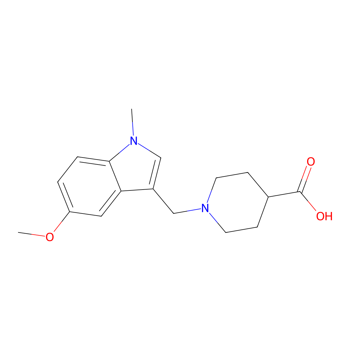 1-[(5-Methoxy-1-methyl-1H-indol-3-yl)methyl]piperidine-4-carboxylic acid molecular structure, CAS 1170398-17-0