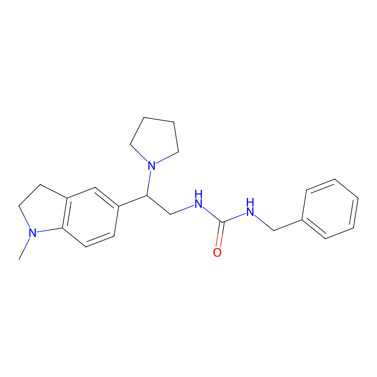 1-Benzyl-3-(2-(1-methylindolin-5-yl)-2-(pyrrolidin-1-yl)ethyl)urea molecular structure, CAS 1170399-20-8