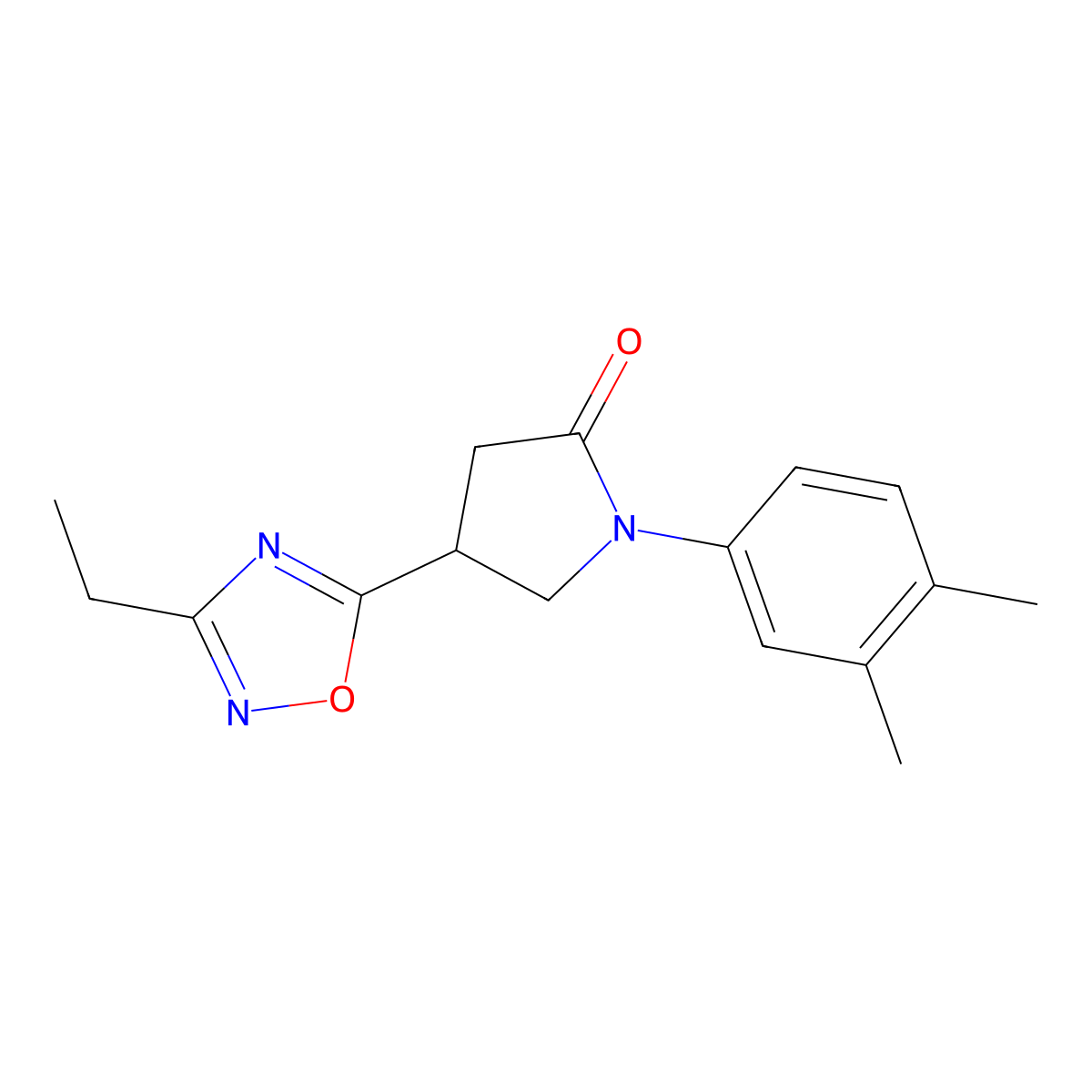 1-(3,4-Dimethylphenyl)-4-(3-ethyl-1,2,4-oxadiazol-5-yl)pyrrolidin-2-one molecular structure, CAS 1170399-29-7