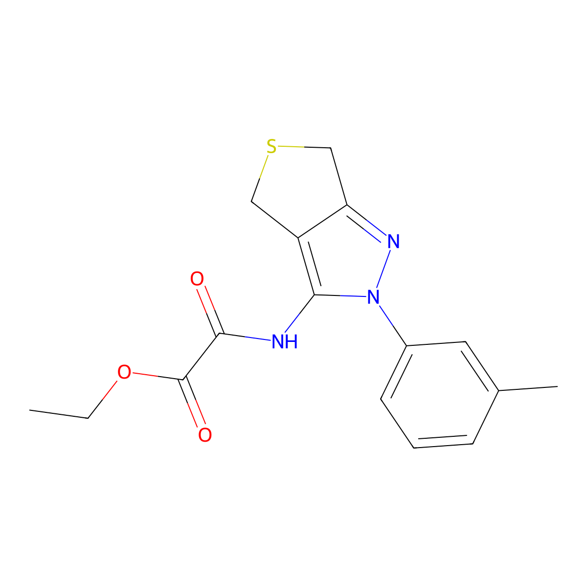 ethyl 2-oxo-2-((2-(m-tolyl)-4,6-dihydro-2H-thieno[3,4-c]pyrazol-3-yl)amino)acetate molecular structure, CAS 1170399-35-5