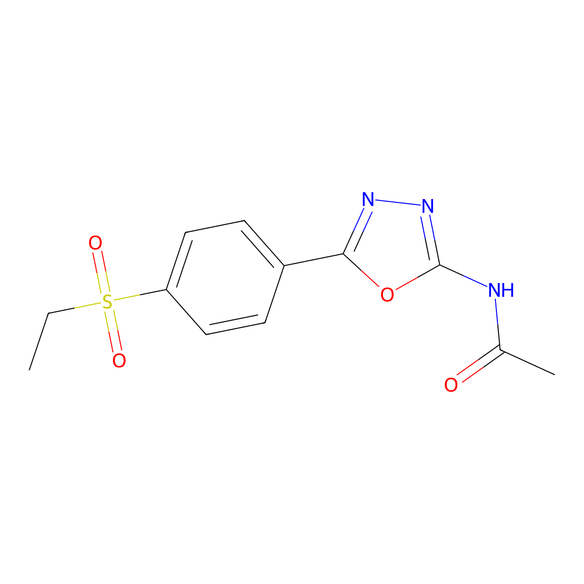 N-(5-(4-(ethylsulfonyl)phenyl)-1,3,4-oxadiazol-2-yl)acetamide molecular structure, CAS 1170400-30-2
