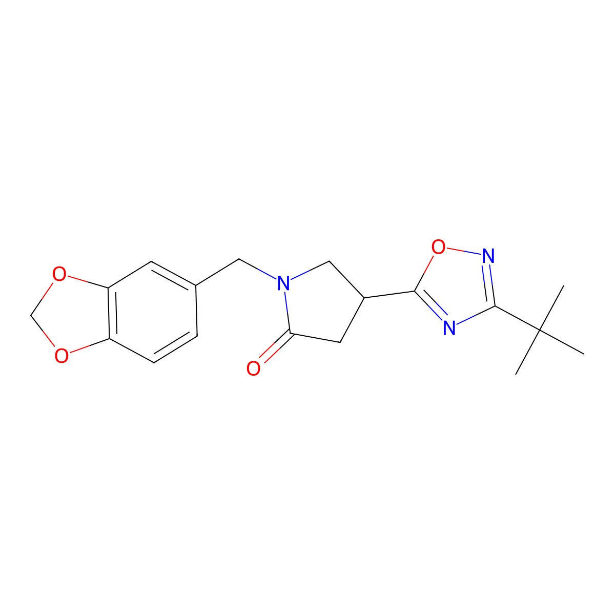 1-(Benzo[d][1,3]dioxol-5-ylmethyl)-4-(3-(tert-butyl)-1,2,4-oxadiazol-5-yl)pyrrolidin-2-one molecular structure, CAS 1170402-45-5