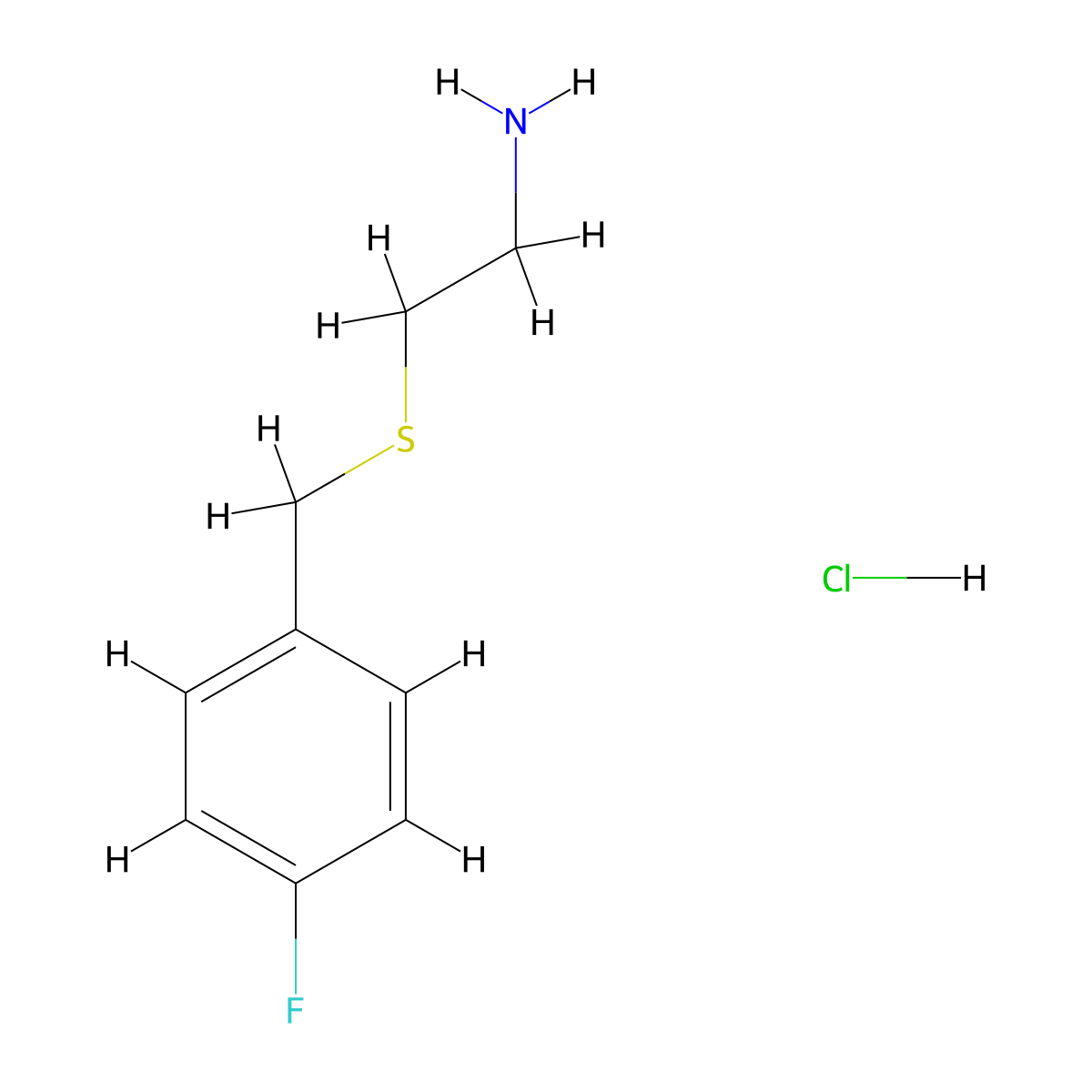 2-[(4-Fluorobenzyl)sulfanyl]ethylamine hydrochloride molecular structure, CAS 1170404-43-9