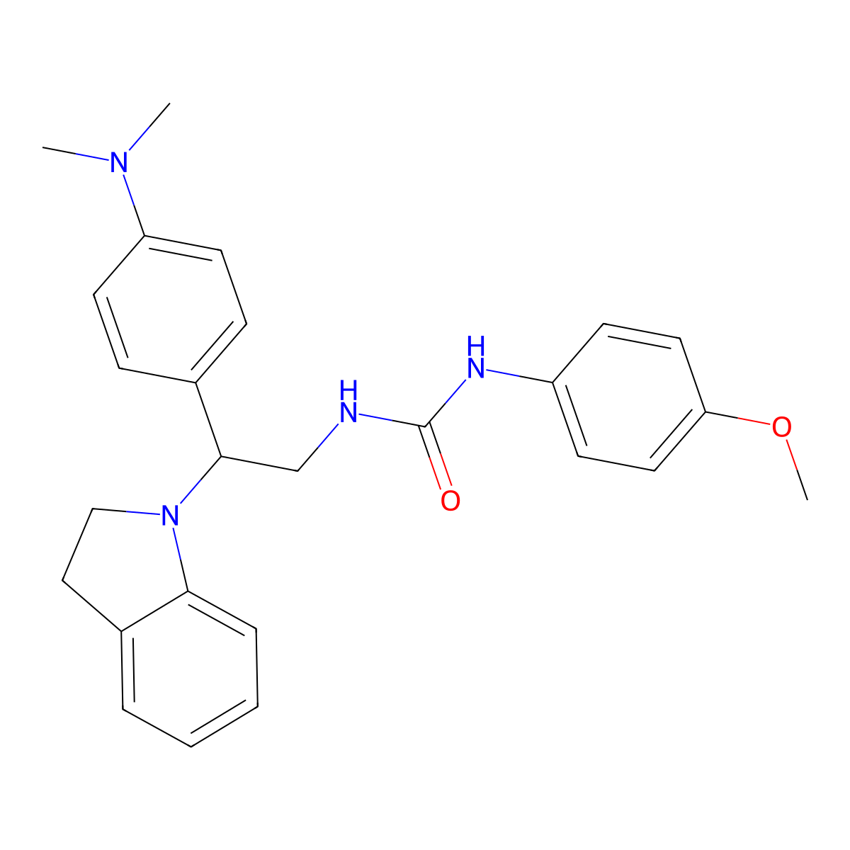 1-(2-(4-(Dimethylamino)phenyl)-2-(indolin-1-yl)ethyl)-3-(4-methoxyphenyl)urea molecular structure, CAS 1170404-52-0