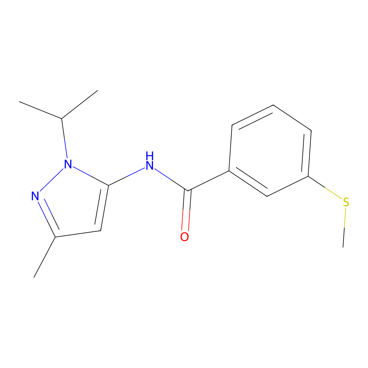 N-(1-isopropyl-3-methyl-1H-pyrazol-5-yl)-3-(methylthio)benzamide molecular structure, CAS 1170405-52-3