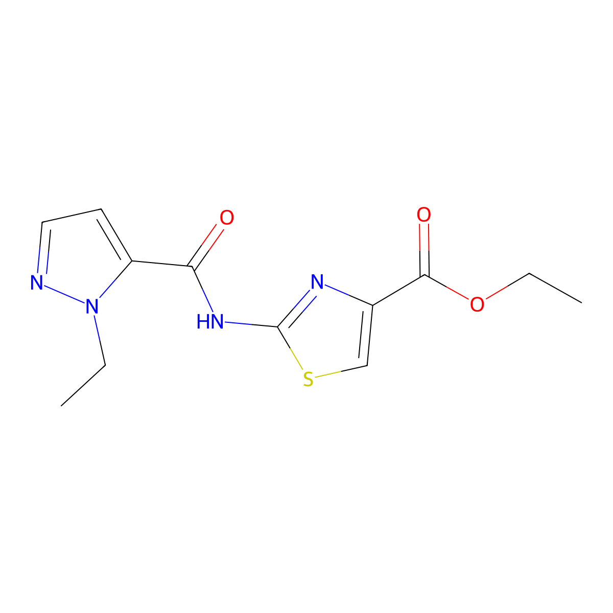ethyl 2-(1-ethyl-1H-pyrazole-5-amido)-1,3-thiazole-4-carboxylate molecular structure, CAS 1170405-69-2