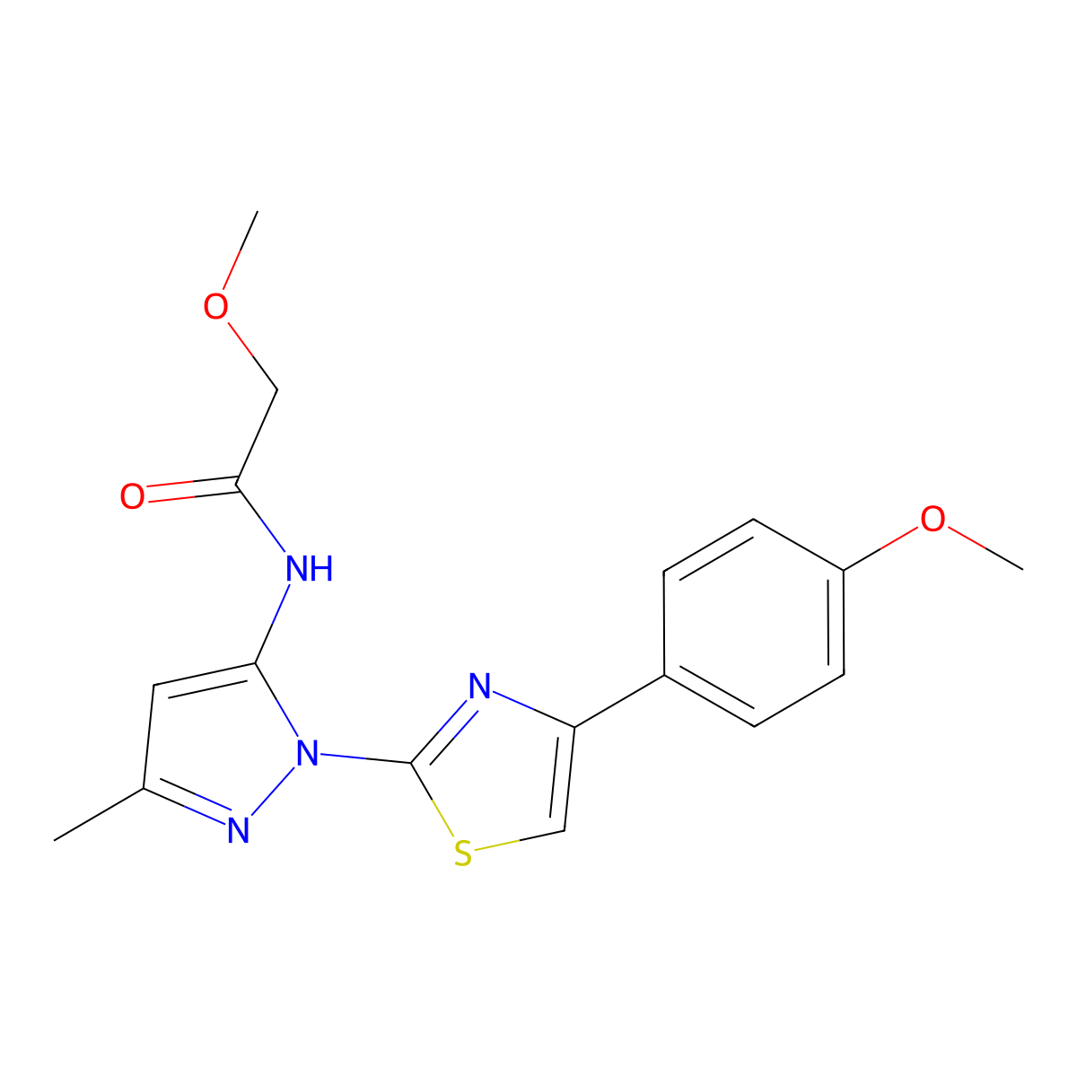 2-methoxy-N-(1-(4-(4-methoxyphenyl)thiazol-2-yl)-3-methyl-1H-pyrazol-5-yl)acetamide molecular structure, CAS 1170410-17-9
