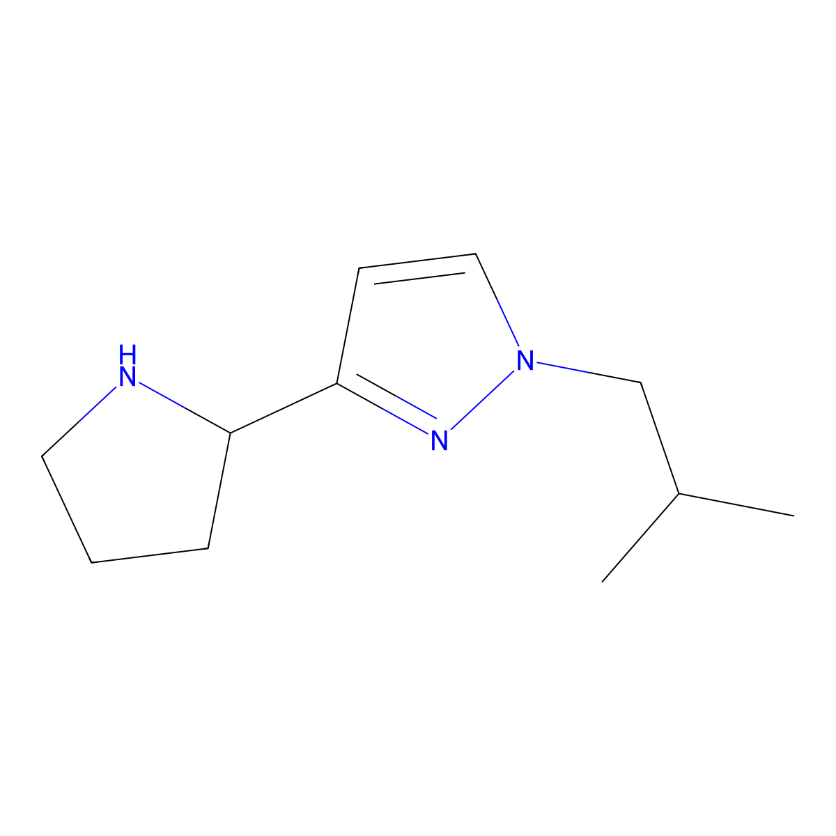 1-(2-methylpropyl)-3-(pyrrolidin-2-yl)-1H-pyrazole molecular structure, CAS 1170410-77-1