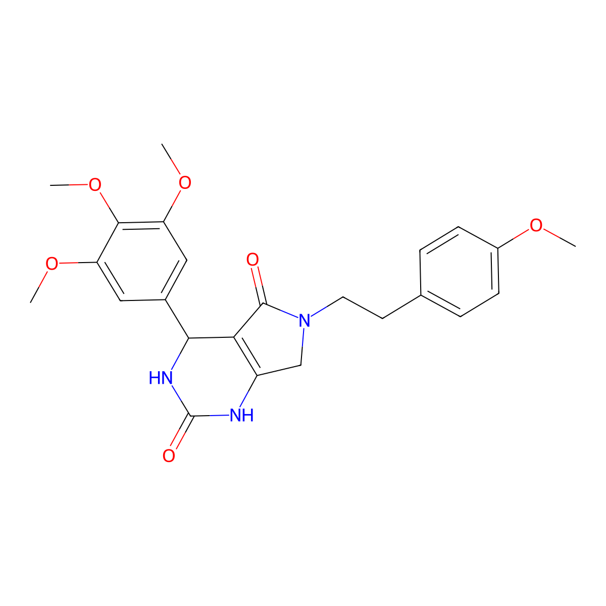 6-(4-methoxyphenethyl)-4-(3,4,5-trimethoxyphenyl)-3,4,6,7-tetrahydro-1H-pyrrolo[3,4-d]pyrimidine-2,5-dione molecular structure, CAS 1170411-25-2