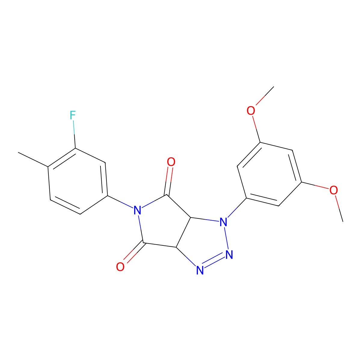 1-(3,5-dimethoxyphenyl)-5-(3-fluoro-4-methylphenyl)-1,6a-dihydropyrrolo[3,4-d][1,2,3]triazole-4,6(3aH,5H)-dione molecular structure, CAS 1170412-42-6