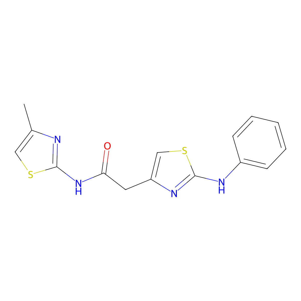 N-(4-methylthiazol-2-yl)-2-(2-(phenylamino)thiazol-4-yl)acetamide molecular structure, CAS 1170414-75-1