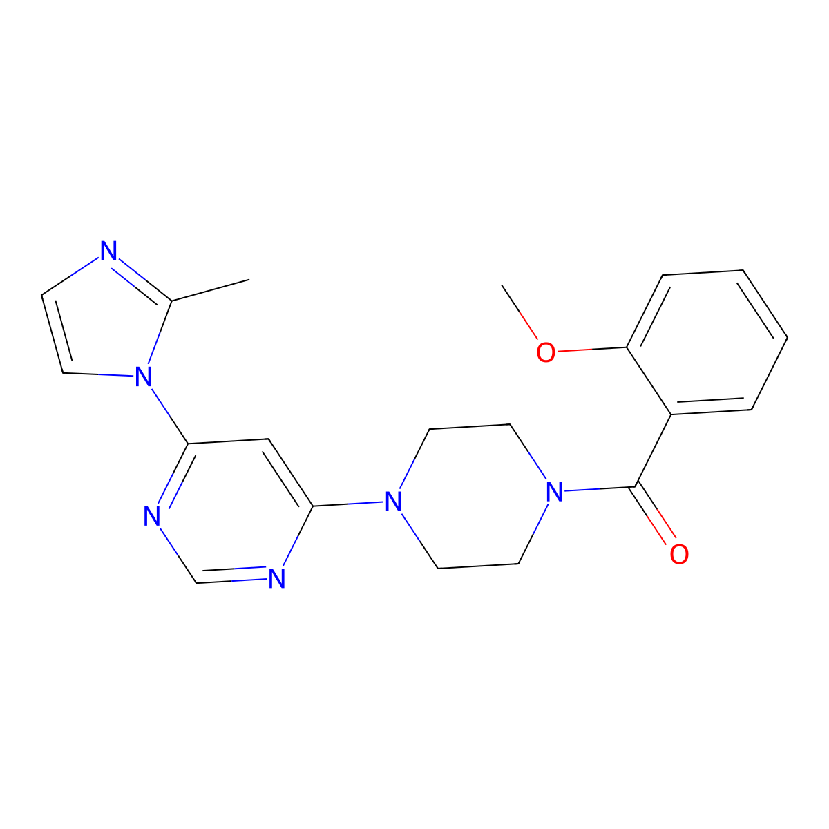 (2-methoxyphenyl)(4-(6-(2-methyl-1H-imidazol-1-yl)pyrimidin-4-yl)piperazin-1-yl)methanone molecular structure, CAS 1170416-50-8