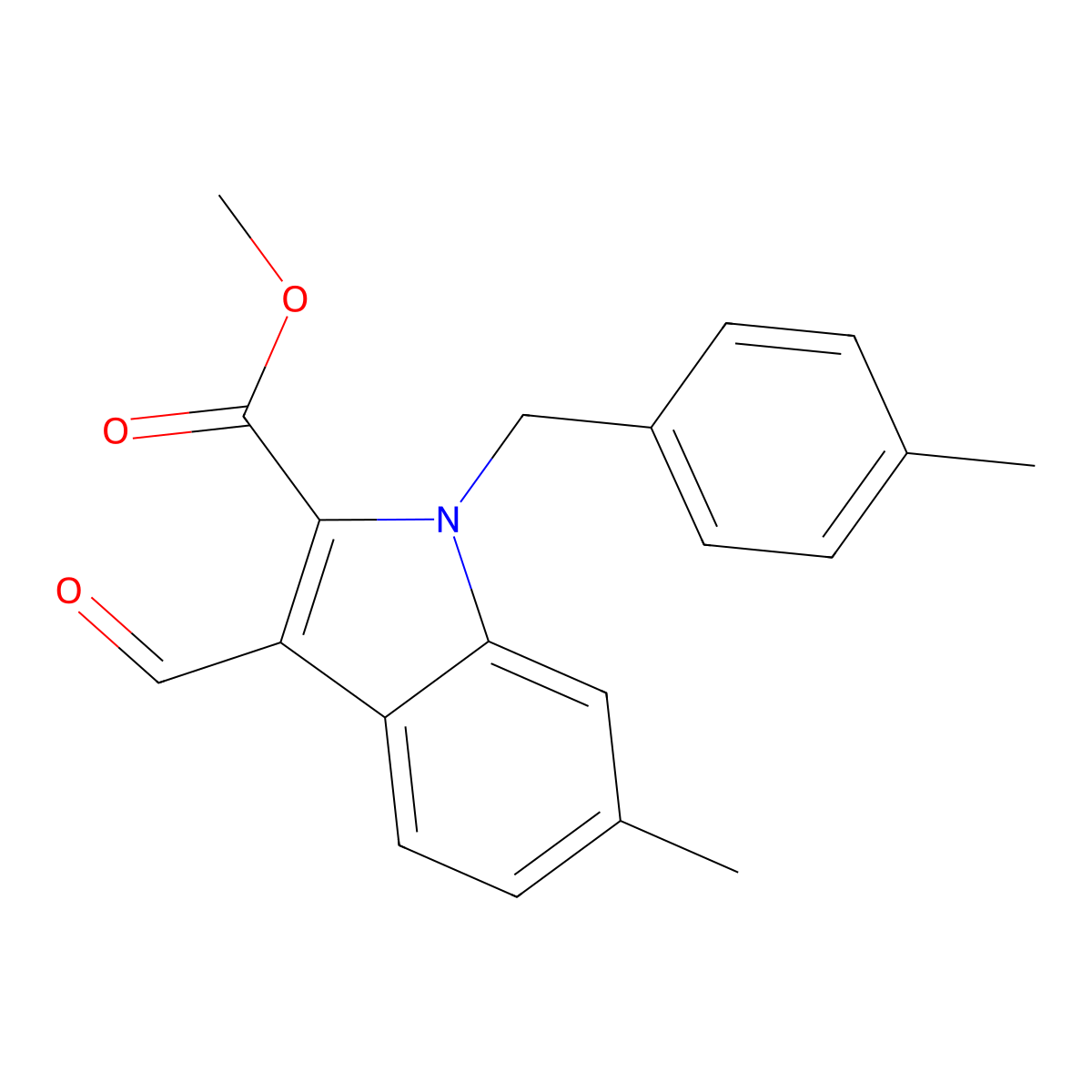 Methyl 3-formyl-6-methyl-1-(4-methylbenzyl)-1H-indole-2-carboxylate molecular structure, CAS 1170417-57-8