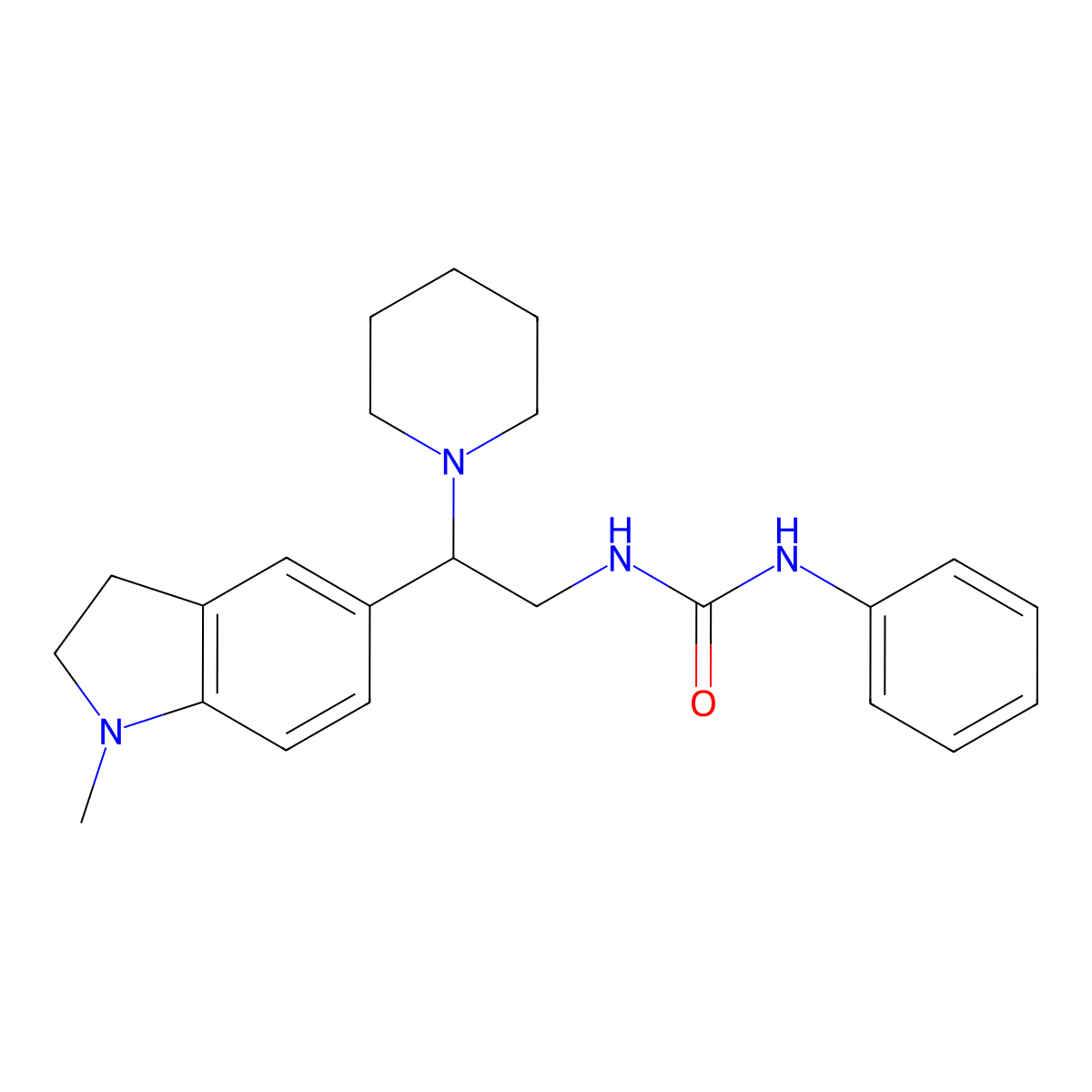 1-(2-(1-Methylindolin-5-yl)-2-(piperidin-1-yl)ethyl)-3-phenylurea molecular structure, CAS 1170418-83-3