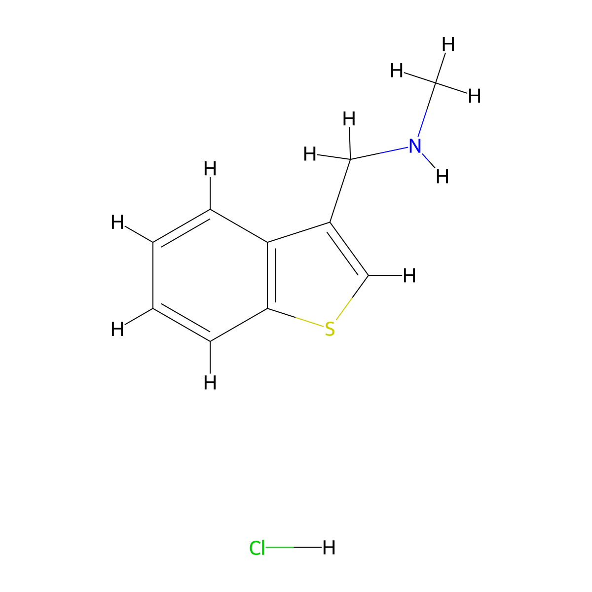 (1-Benzothiophen-3-ylmethyl)(methyl)amine hydrochloride molecular structure, CAS 1170418-84-4