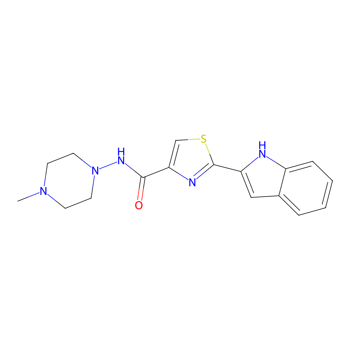 2-(1H-indol-2-yl)-N-(4-methylpiperazin-1-yl)thiazole-4-carboxamide molecular structure, CAS 1170419-47-2