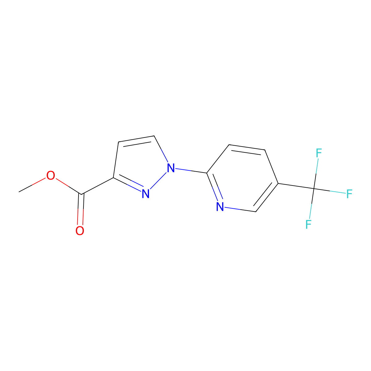 Methyl 1-(5-(trifluoromethyl)pyridin-2-yl)-1H-pyrazole-3-carboxylate molecular structure, CAS 1170420-43-5