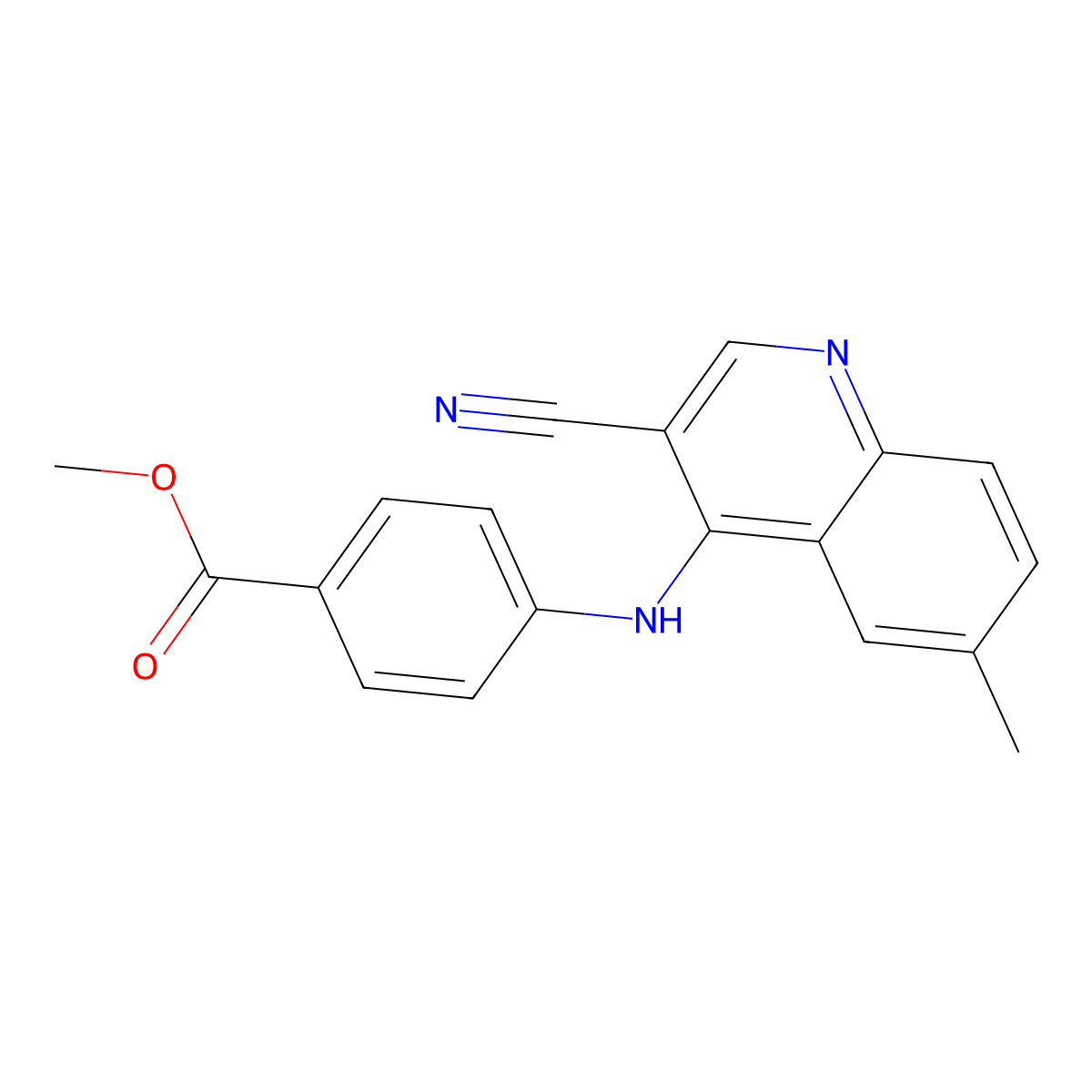 Methyl 4-[(3-cyano-6-methylquinolin-4-yl)amino]benzoate molecular structure, CAS 1170421-29-0