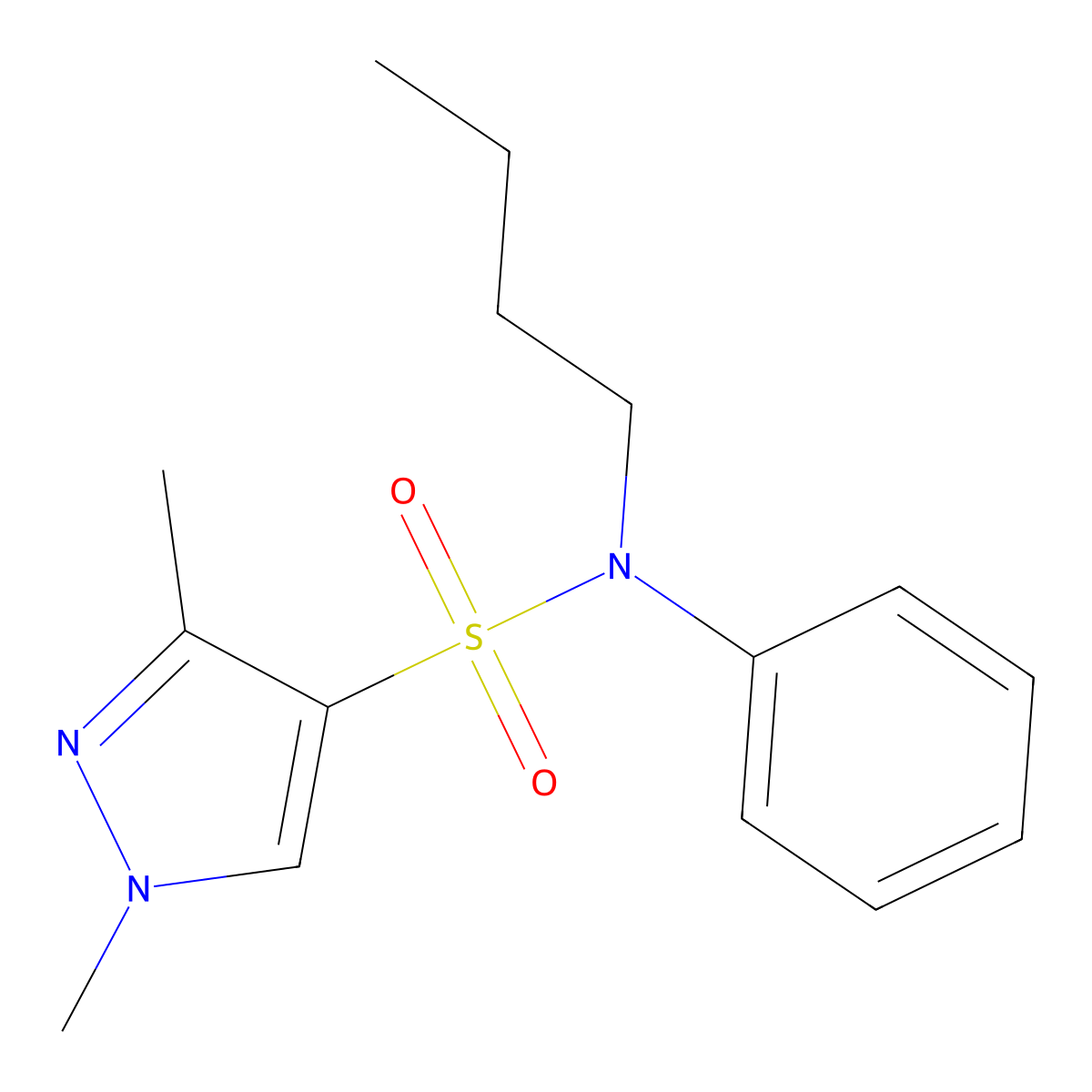 N-butyl-1,3-dimethyl-N-phenyl-1H-pyrazole-4-sulfonamide molecular structure, CAS 1170421-35-8