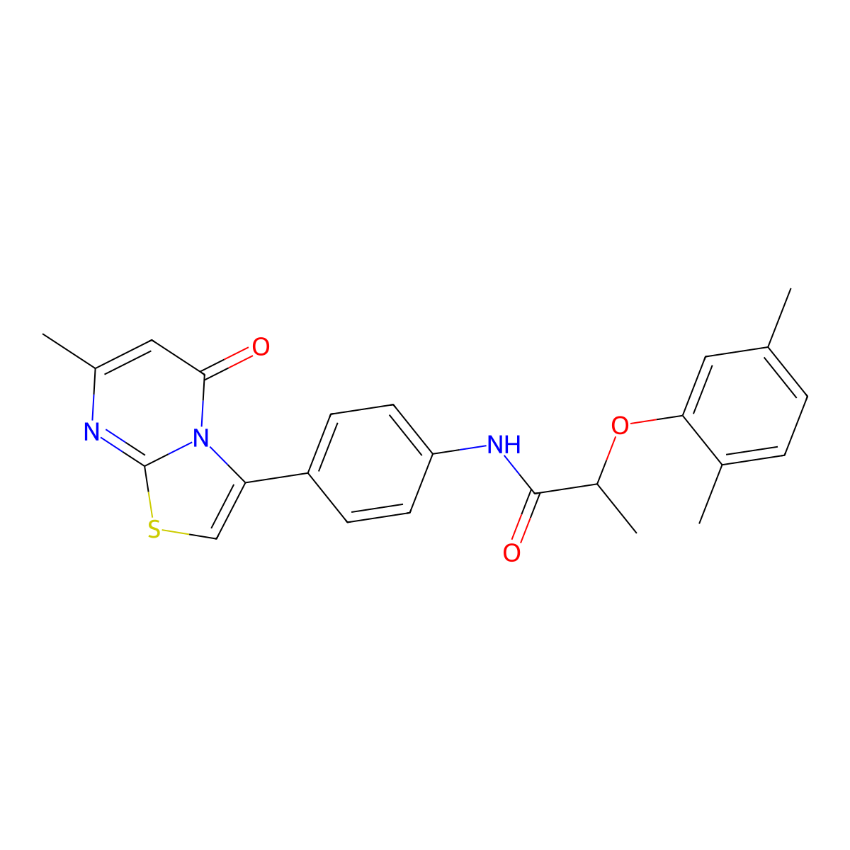 2-(2,5-dimethylphenoxy)-N-(4-(7-methyl-5-oxo-5H-thiazolo[3,2-a]pyrimidin-3-yl)phenyl)propanamide molecular structure, CAS 1170421-61-0
