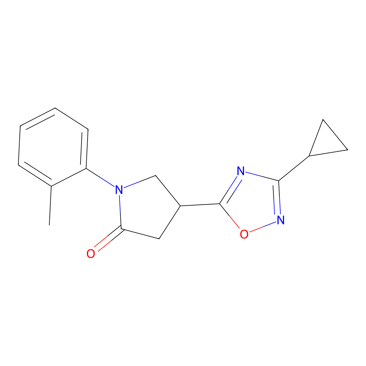 4-(3-Cyclopropyl-1,2,4-oxadiazol-5-yl)-1-(2-methylphenyl)pyrrolidin-2-one molecular structure, CAS 1170422-05-5