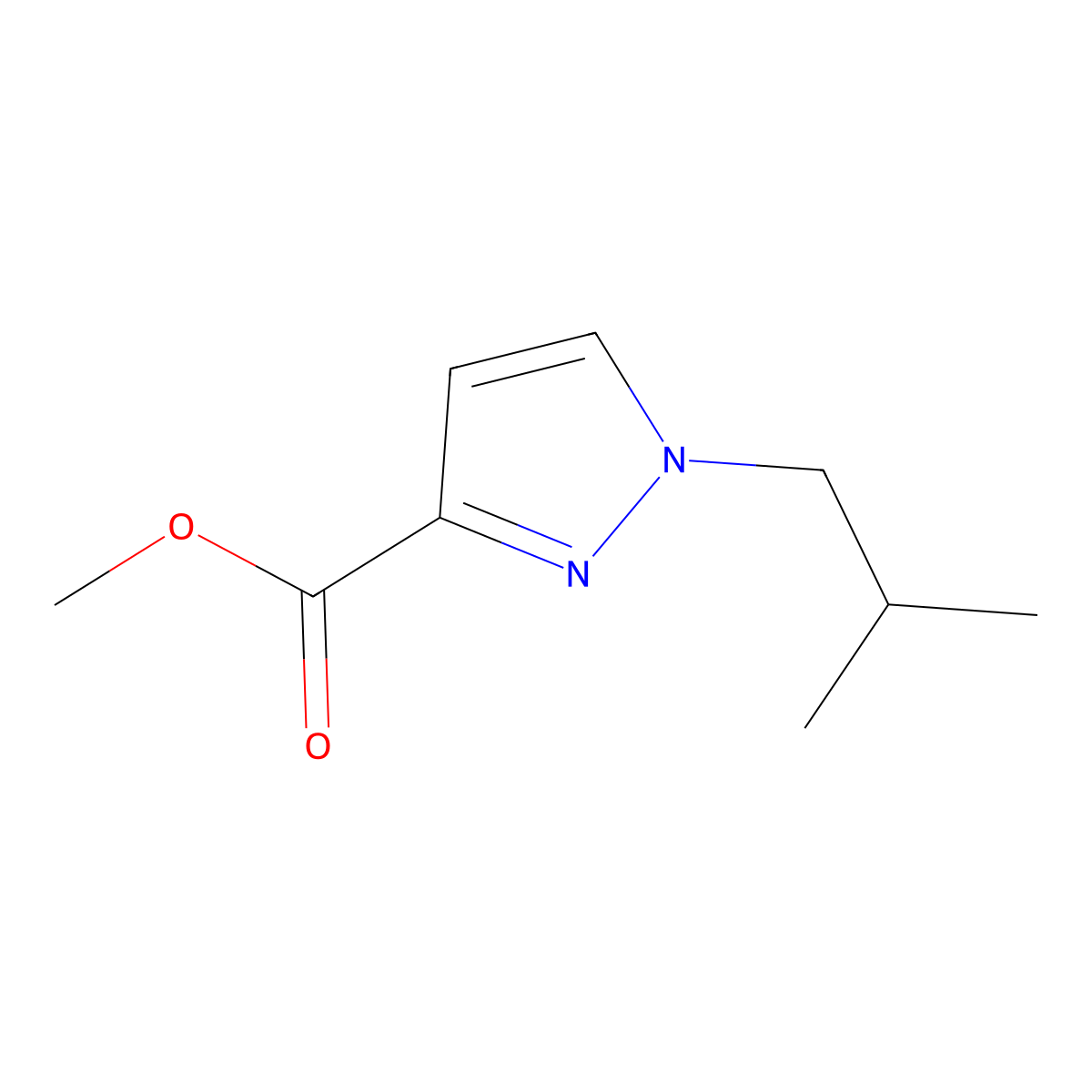 Methyl 1-isobutyl-1H-pyrazole-3-carboxylate molecular structure, CAS 1170422-35-1