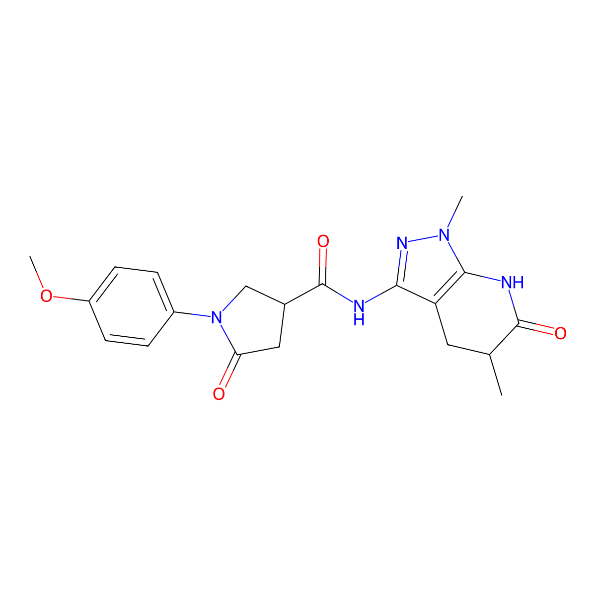 N-(1,5-dimethyl-6-oxo-4,5,6,7-tetrahydro-1H-pyrazolo[3,4-b]pyridin-3-yl)-1-(4-methoxyphenyl)-5-oxopyrrolidine-3-carboxamide molecular structure, CAS 1170424-07-3